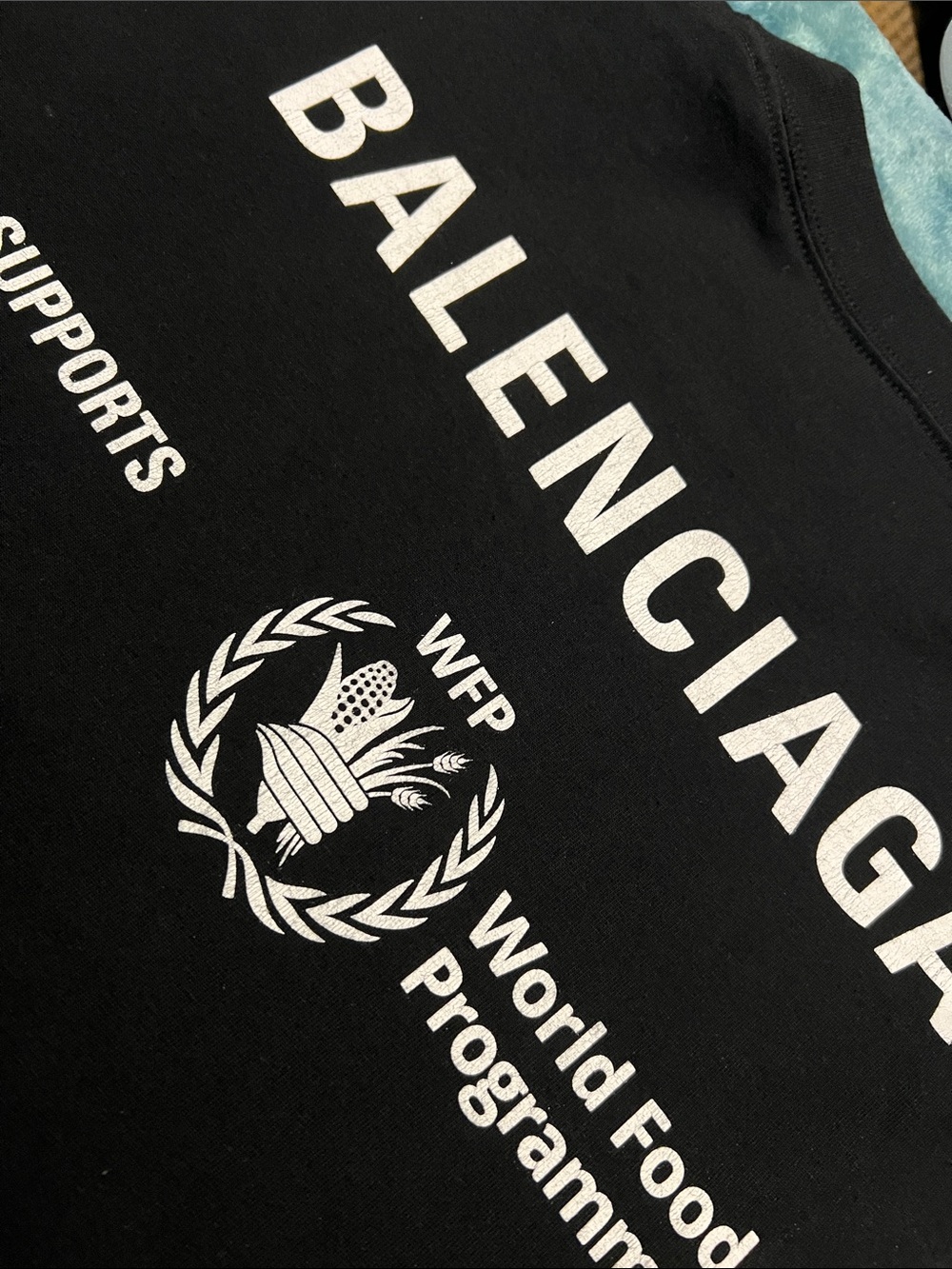 Balenciaga Black T-Shirt with White World Food Programme Logo perfect condition